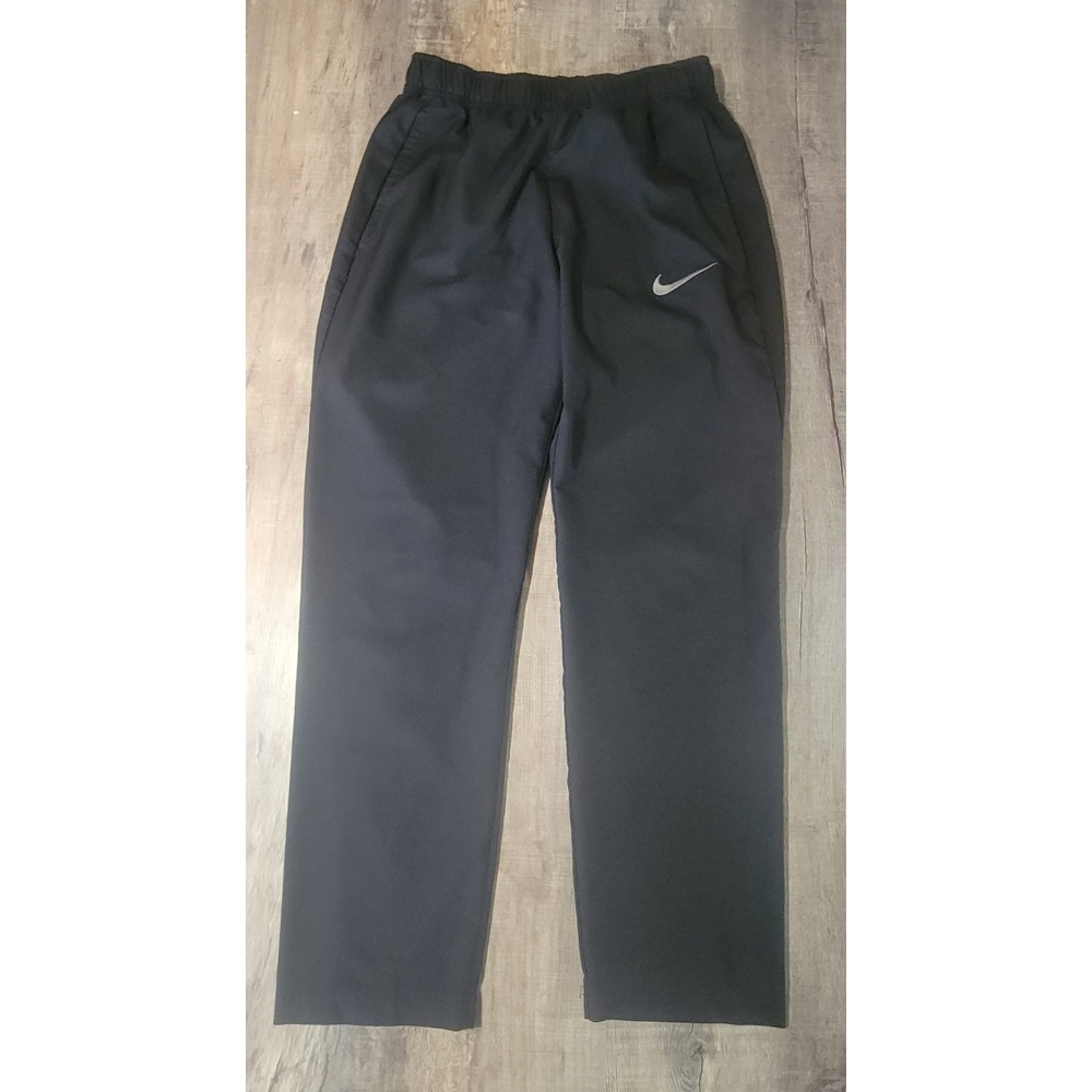 Nike Adult Medium Black Running Joggers Track Pants 100% Polyester Pockets Euc